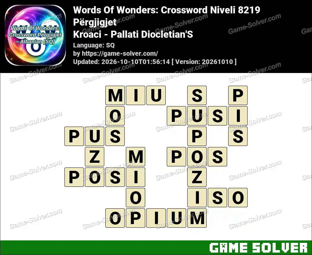 Words Of Wonders: Crossword Niveli 8219 Përgjigjet – Kroaci – Pallati Diocletian’S
